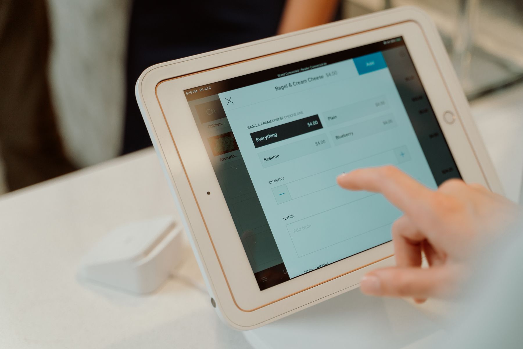 Sistema POS em tablet a ser utilizado